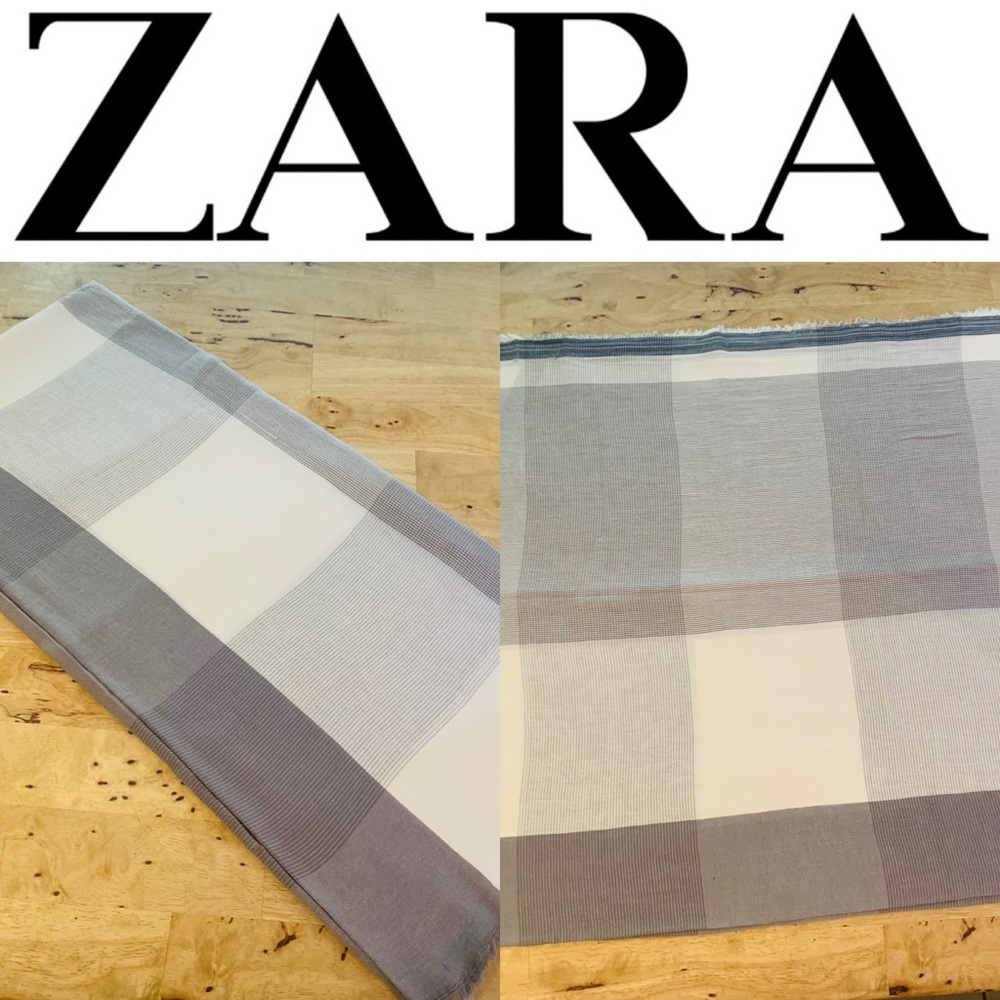 Zara Gray and white plaid blanket sca…